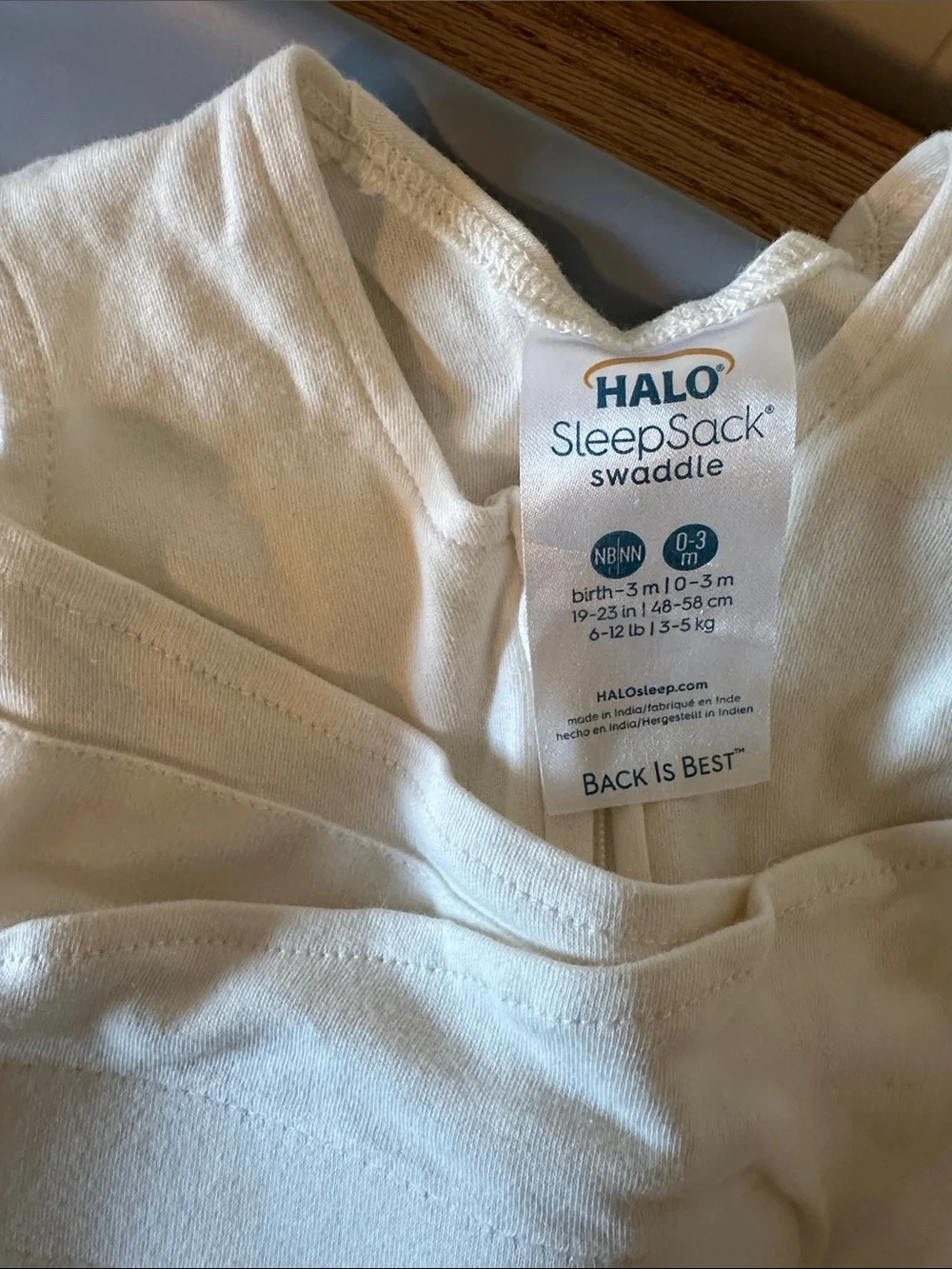 Halo White Infant Sleep Sack Swaddle - Sleeveless Cotton